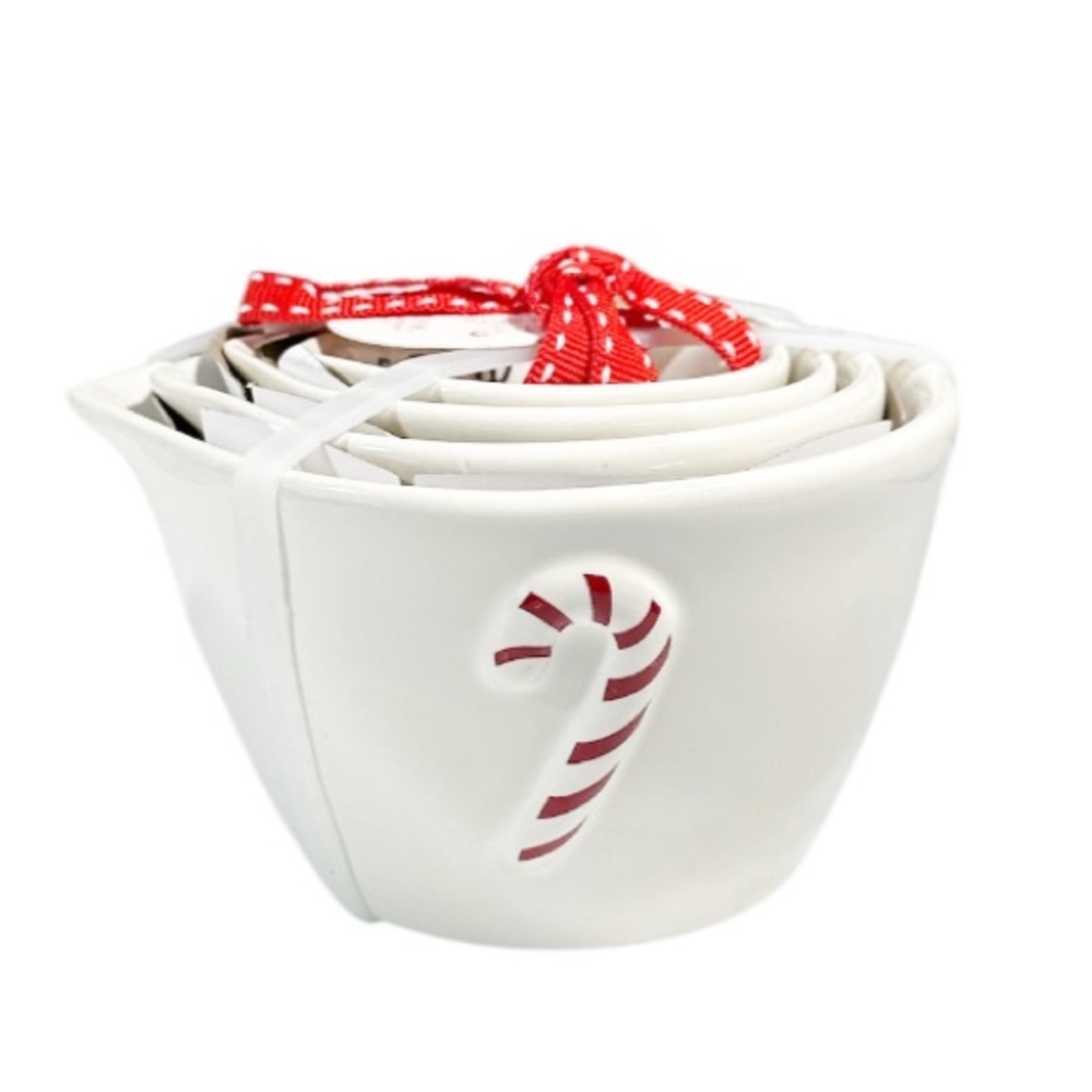 NEW Rae Dunn Christmas CANDY CANE Measuring Cups Set/4